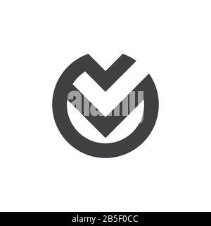 abstract check mark circle geometric logo vector Stock Vector