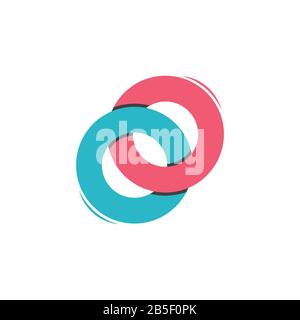 3d linked ring symbol logo vector Stock Vector