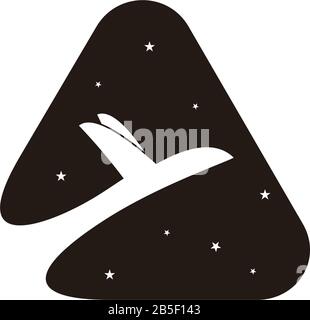 triangle swoosh airplane sky stars motion symbol logo vector Stock Vector