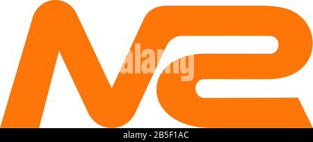 letter m2 simple linked line symbol logo vector Stock Vector