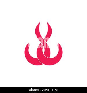 letter linked curves flame logo vector Stock Vector