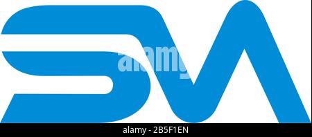 letter sm simple linked stripes motion geometric symbol logo vector Stock Vector