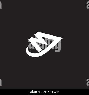 letter mj abstract swoosh fly airplane symbol logo vector Stock Vector