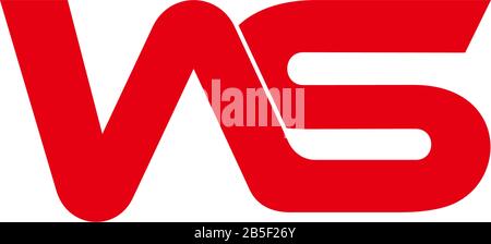 letter ws simple linked overlapping flat design symbol logo vector Stock Vector
