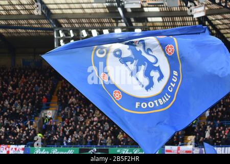 London, UK. 8th Mar, 2020. Chelsea flag during the Premier League match between Chelsea and Everton at Stamford Bridge, London on Sunday 8th March 2020. (Credit: Ivan Yordanov | Credit: MI News & Sport /Alamy Live News Stock Photo