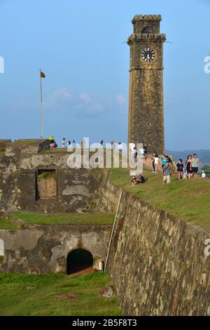 Uhrenturm, Festungsmauer, Fort, Galle, Sri Lanka Stock Photo
