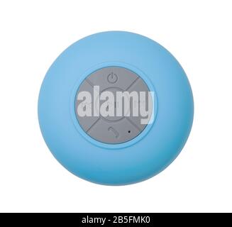 Portable speaker system isolated on a white background. Top view. Stock Photo