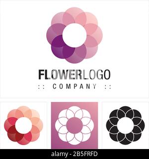 Flower (Transparent Petals) Vector Symbol Company (Spa, Salon) Logo (Logotype). Plant Nature Beauty Icon Illustration. Elegant and Modern Identity Con Stock Vector