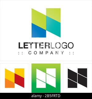Letter N (Typography) Vector Symbol Company Logo (Logotype). Geometric Paper Fold Multi-colored Style Icon Illustration. Elegant Identity Concept. Stock Vector
