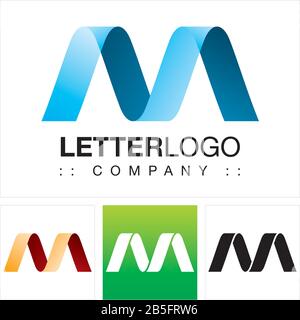 Letter M (Typography) Vector Symbol Company Logo (Logotype). 3d Geometric Paper Fold (Origami) Layered Spiral Style Icon Illustration. Elegant. Stock Vector
