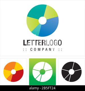 Letter O (Typography) Vector Symbol Company Logo (Logotype). Geometric Multi-colored Style Icon Illustration. Elegant Identity Concept Design Idea. Stock Vector