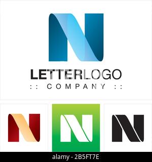 Letter N (Typography) Vector Symbol Company Logo (Logotype). 3d Geometric Paper Fold (Origami) Layered Spiral Style Icon Illustration. Elegant Identit Stock Vector