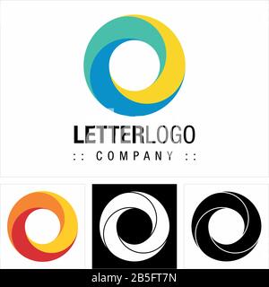 Spiral (Circle) Vector Symbol Company Logo (Logotype). Concentric Color Gradient Three Elements (Shapes) Style Icon Illustration. Elegant and Modern. Stock Vector