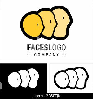 Faces (Profile) Vector Symbol Company Logo (Logotype). People, Person, Head, Growing, Development, Maturity Icon Illustration. Elegant and Modern. Stock Vector