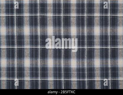Blue grey plaid fabric cotton texture background Stock Photo