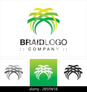 Braid (Fiber, Fabric, Loom, Net, Network) Vector Symbol Company Logo (Logotype). Connect, Handcraft, Crossing, Line Style Icon Illustration. Elegant. Stock Vector