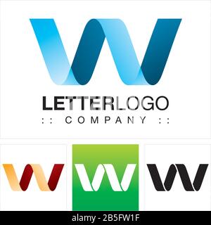 Letter W (Typography) Vector Symbol Company Logo (Logotype). 3d Geometric Paper Fold (Origami) Layered Spiral Style Icon Illustration. Elegant. Stock Vector