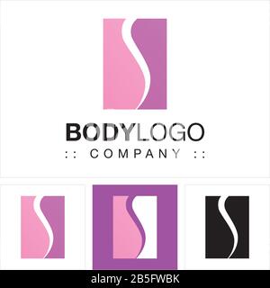 Body Shape Vector Symbol Company Logo (Logotype). Geometric, Beauty, Fashion Style Icon Illustration. Elegant and Modern Identity Concept Design Stock Vector