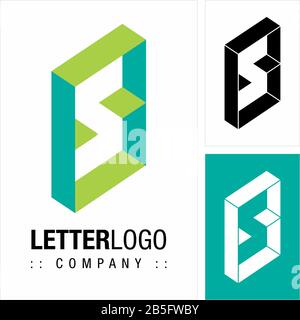 Letter S (Typography) Vector Symbol Company Logo (Logotype). 3d Geometric Shelf Like Icon Illustration. Elegant Identity Concept Design Idea Brand Stock Vector