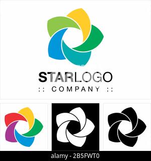 Star Vector Symbol Company Logo. Pentagon Spiral Color Gradient Style Logotype. Icon illustration. Elegant Identity Concept Design Idea Template Stock Vector
