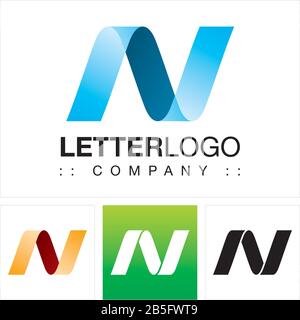 Letter N (Typography) Vector Symbol Company Logo (Logotype). 3d Geometric Paper Fold (Origami) Layered Spiral Style Icon Illustration. Elegant Identit Stock Vector