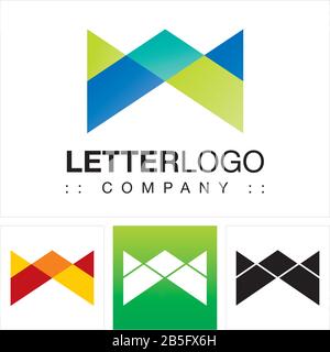 Letter W (Typography) Vector Symbol Company Logo (Logotype). Geometric Paper Fold Multi-colored Style Icon Illustration. Elegant Identity Concept Stock Vector