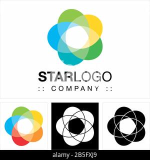 Star Vector Symbol Company Logo. Pentagon Spiral Color Gradient Style Logotype. Icon illustration. Elegant Identity Concept Design Idea Template Stock Vector