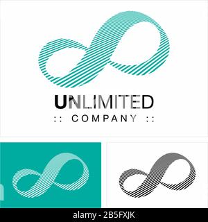 Infinity (Unlimited) Vector Symbol Company Logo. Striped Style Logotype. Endless icon illustration. Elegant Identity Concept Design Idea Template (Bra Stock Vector