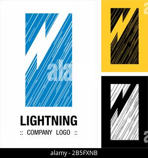 Lightning (Rain, Storm) Vector Symbol Company Logo (Logotype). Thunder Bolt Icon Illustration. Elegant Identity Concept Design Idea Brand Template. Stock Vector