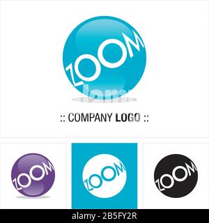 Zoom (Magnifying Sphere Glass) Vector Symbol Company Logo. Icon Style Logotype. Lens, Typography, Magnifier Glass Illustration. Elegant Identity Stock Vector