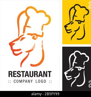 Chef Lion (Lioness) Vector Symbol Company (Restaurant) Logo (Logotype). Cooking Style Icon Illustration. Elegant Modern Identity Concept Design Idea Stock Vector