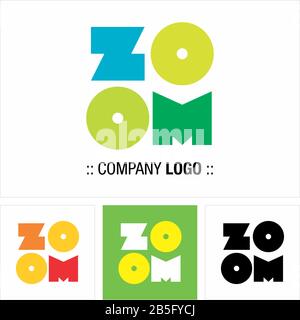 Zoom Typography Vector Symbol Company Logo. Text Icon Style Logotype. Geometric Bold Letter Illustration. Elegant and Colorful Identity Concept Design Stock Vector