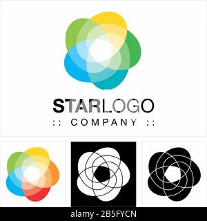 Star Vector Symbol Company Logo. Pentagon Spiral Color Gradient Style Logotype. Icon illustration. Elegant Identity Concept Design Idea Template Stock Vector
