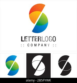 Letter S (Typography) Vector Symbol Company Logo (Logotype). Geometric Multi-colored Style Icon Illustration. Elegant Identity Concept Design Idea Bra Stock Vector