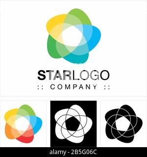 Star Vector Symbol Company Logo. Pentagon Spiral Color Gradient Style Logotype. Icon illustration. Elegant Identity Concept Design Idea Template Stock Vector