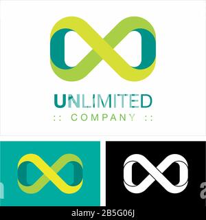 Infinity (Unlimited) Vector Symbol Company Logo. Geometric Layer Style Logotype. Endless icon illustration. Elegant Identity Concept Design Idea Stock Vector