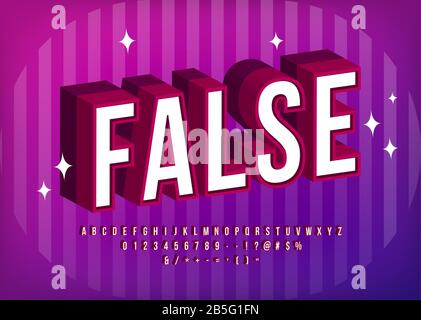 3D Sans Serif Condensed Alphabet with Vintage Colors. Retro Typography. Vector Illustration Stock Vector