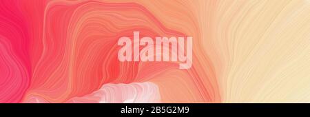 landscape orientation graphic with waves. modern soft curvy waves background design with salmon, pastel red and wheat color. Stock Photo
