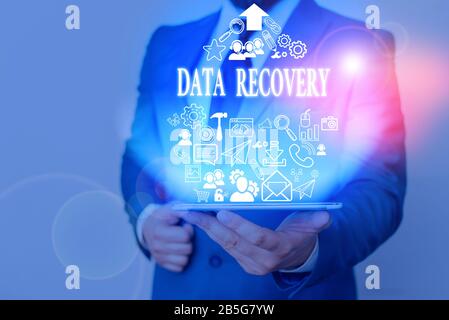 Handwriting text Data Recovery. Conceptual photo process of salvaging inaccessible lost or corrupted data Stock Photo