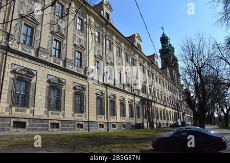 March 8, 2020, Lubiaz, Poland: The stronghold in Lubiaz, located on one of the oldest river crossings through the Odra River, was built in the Early FEU and was considered very old in the 12th century. It was to this town on August 16, 1163, that the first Cistercians came from Pforty on the Saale in Thuringia. Prince BolesÂ³aw I Wysoki brought them to Lubiaz.....At the beginning of the 13th century, he organized his branches: in MogiÂ³a near Krakow - 1222, in Henrykow - 1227, in Kamieniec Zabkowicki - 1249 and took over the care of the Cistercian monastery in Trzebnica.....The fourteenth cent Stock Photo