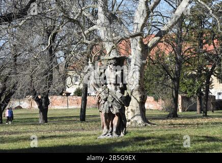 March 8, 2020, Lubiaz, Poland: The stronghold in Lubiaz, located on one of the oldest river crossings through the Odra River, was built in the Early FEU and was considered very old in the 12th century. It was to this town on August 16, 1163, that the first Cistercians came from Pforty on the Saale in Thuringia. Prince BolesÂ³aw I Wysoki brought them to Lubiaz.....At the beginning of the 13th century, he organized his branches: in MogiÂ³a near Krakow - 1222, in Henrykow - 1227, in Kamieniec Zabkowicki - 1249 and took over the care of the Cistercian monastery in Trzebnica.....The fourteenth cent Stock Photo