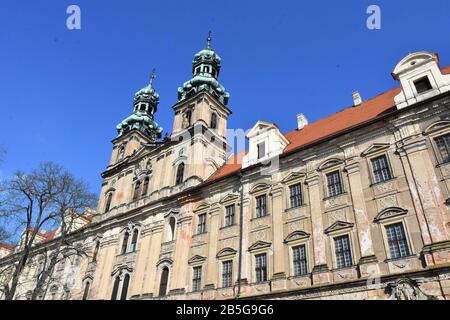 March 8, 2020, Lubiaz, Poland: The stronghold in Lubiaz, located on one of the oldest river crossings through the Odra River, was built in the Early FEU and was considered very old in the 12th century. It was to this town on August 16, 1163, that the first Cistercians came from Pforty on the Saale in Thuringia. Prince BolesÂ³aw I Wysoki brought them to Lubiaz.....At the beginning of the 13th century, he organized his branches: in MogiÂ³a near Krakow - 1222, in Henrykow - 1227, in Kamieniec Zabkowicki - 1249 and took over the care of the Cistercian monastery in Trzebnica.....The fourteenth cent Stock Photo