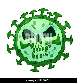 Colorful vector illustration of a green virus character Stock Vector