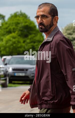 Royal Windsor Endurance, Windsor Great Park, Berkshire, UK. 11 May, 2018. Ruler of Dubai and Prime Minister of the UAE, Sheikh Mohammed bin Rashid Al Maktoum attends the Royal Windsor Endurance presented by Royal Windsor Horse Show. Credit: Maureen McLean/Alamy Stock Photo