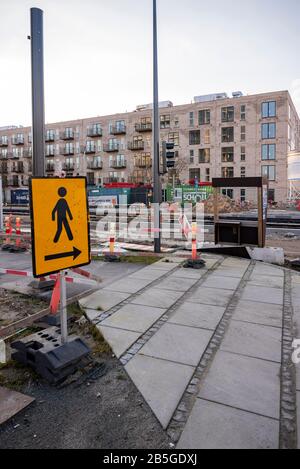 Odense Cortex park area near University of Southern Denmark, construction of infrastructure growing urban city. Stock Photo