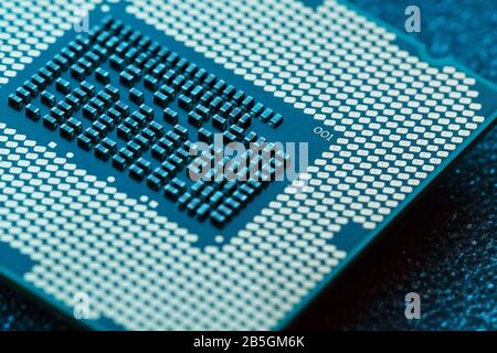 Close-up of CPU Chip Processor. Selective Focus. Stock Photo