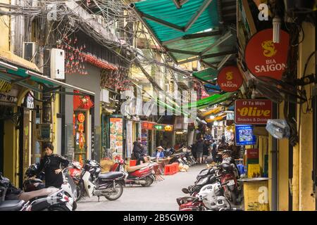 Hanoi Old Quarter - Street scene in the Old Quarter in Hanoi, Vietnam, Southeast Asia. Stock Photo