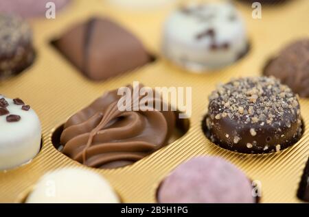 Portion of mixed Pralines as detailed close-up shot Stock Photo