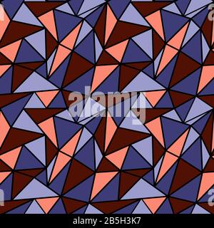 Colorful seamless pattern with red and blue triangle kaleidoscope mosaic Stock Vector