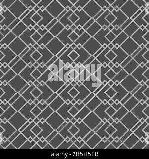 Dark mininalistic geometric seamless pattern or wallpaper with grey contour squares Stock Vector